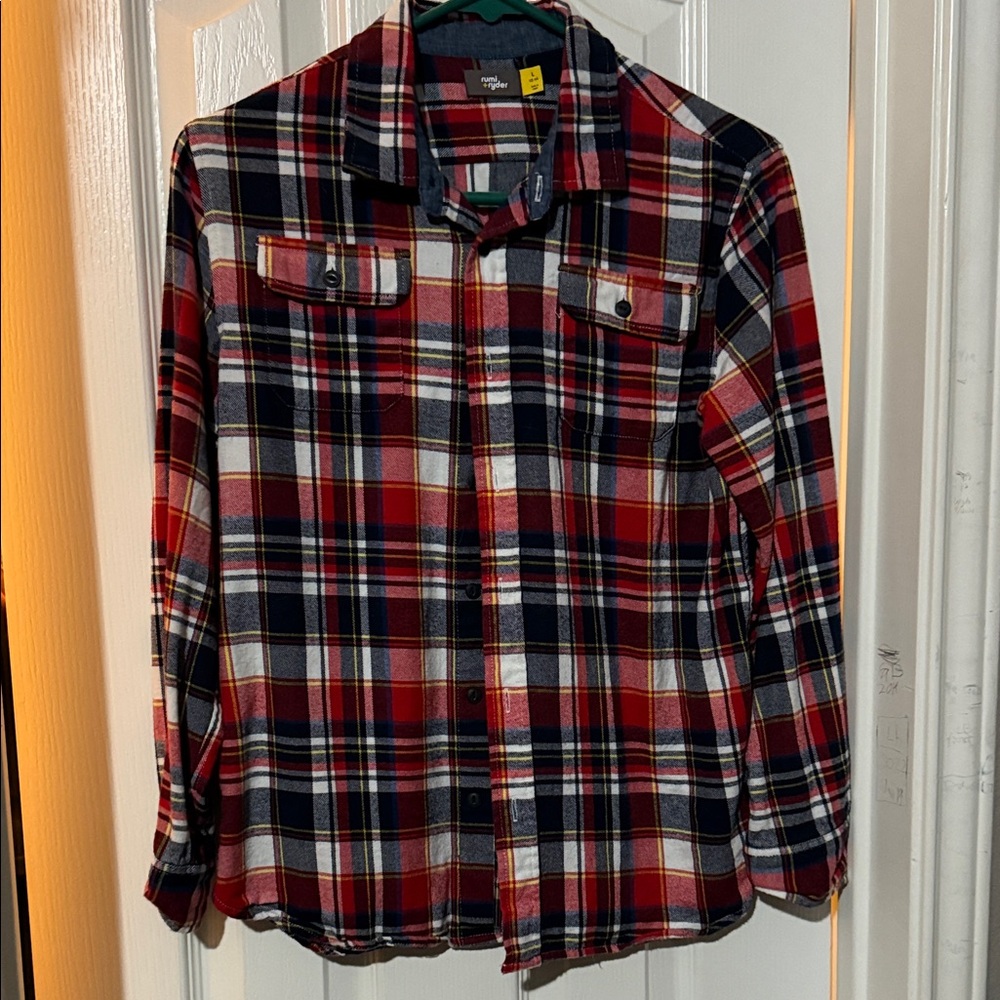 Plaid Kids Shirt - Red and Blue